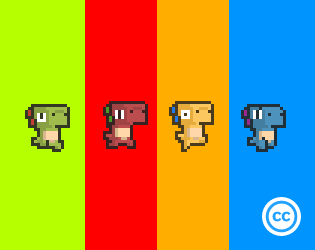 Four expressive animated pixel dinosaurs